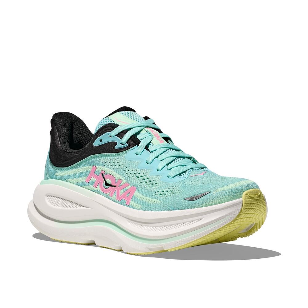 Hoka Women's Bondi 9 Running Shoes in Blue Spark/Mint Fluorite Size 6